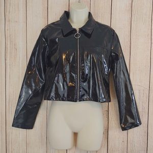 UNIF Gia Patent Leather Cropped Jacket!